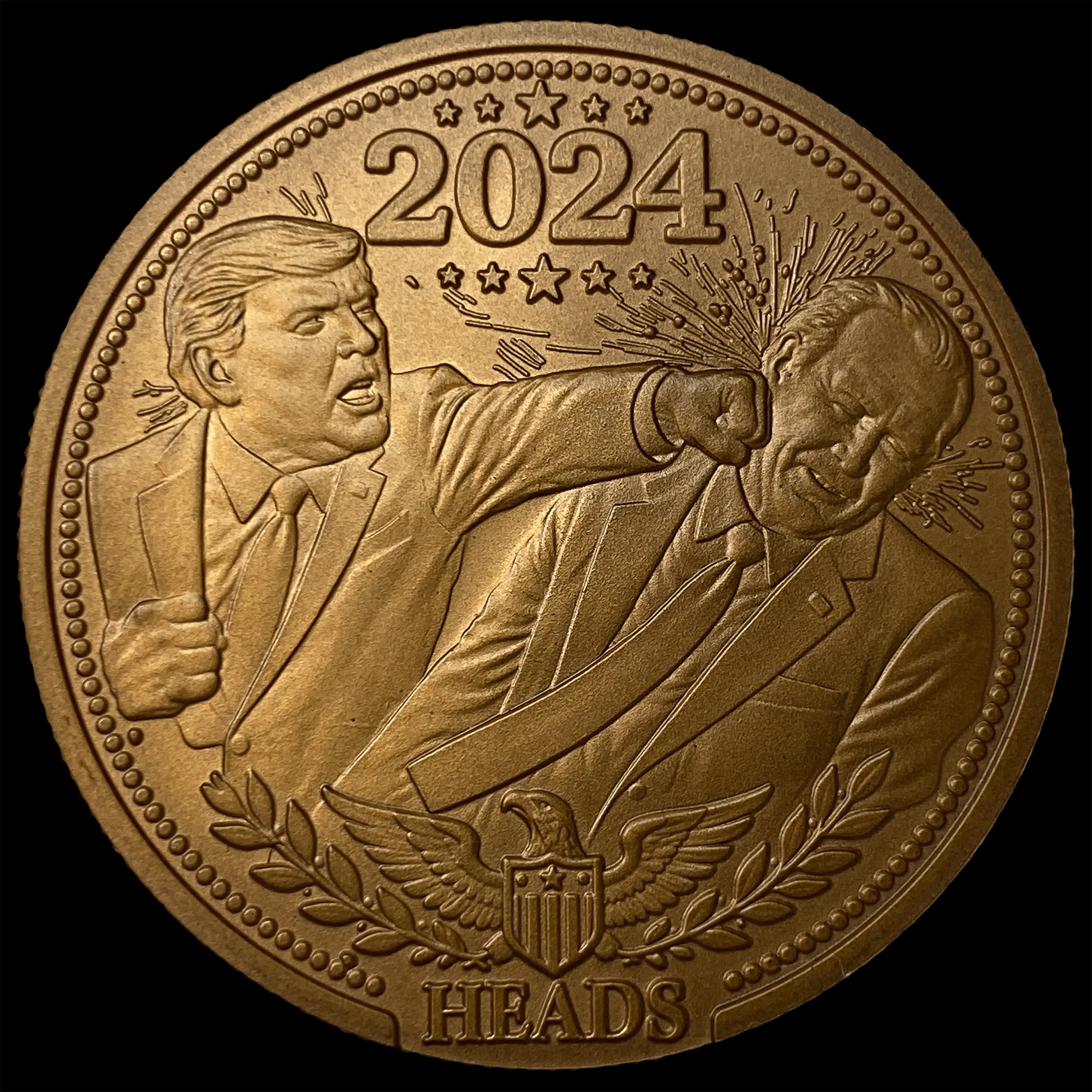 Donald Trump Vs. Joe Biden Boxing Custom 1oz .999 Fine Copper Round 2020/2024 Election Collectible