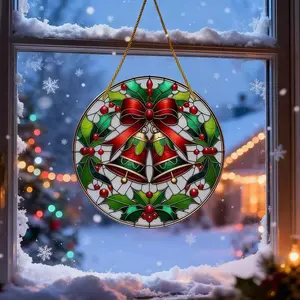 Round Hanging Decor, 1 Count Christmas bells, Christmas trees, Santa Claus Pattern Fashionable Acrylic Pendant, Hanging Decor for Home Living Room Bedroom,Gifts and Decorations Suitable for Christmas