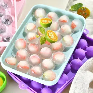 1pc 25 grid silicone circular ice mold, suitable for ice hockey molds for mixing cocktails and beverages, Ice Ball Molds