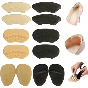 Foam Heel Grips Liner Cushions Inserts - Self-Adhesive Stick-On Anti-Slip Footwear Pads, Metatarsal Pads for Loose Too-Big Shoes, Pain & Blister Prevention for Women, Beige+Black Fashion Accessories