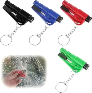 4 PCS Window Breaker Seatbelt Cutter, Seatbelt Cutter and Glass Breaker & Survival Whistle, Car Emergency Escape Tool, Window Breaker Applicable to All Cars 4 Color
