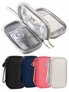 Double-Layer Digital Accessories Storage Bag, Multifunctional Nylon Pouch, Travel Organization Pouch, Mesh Design, Large Capacity, Waterproof, Unisex Travel Organizer, Travel Accessory