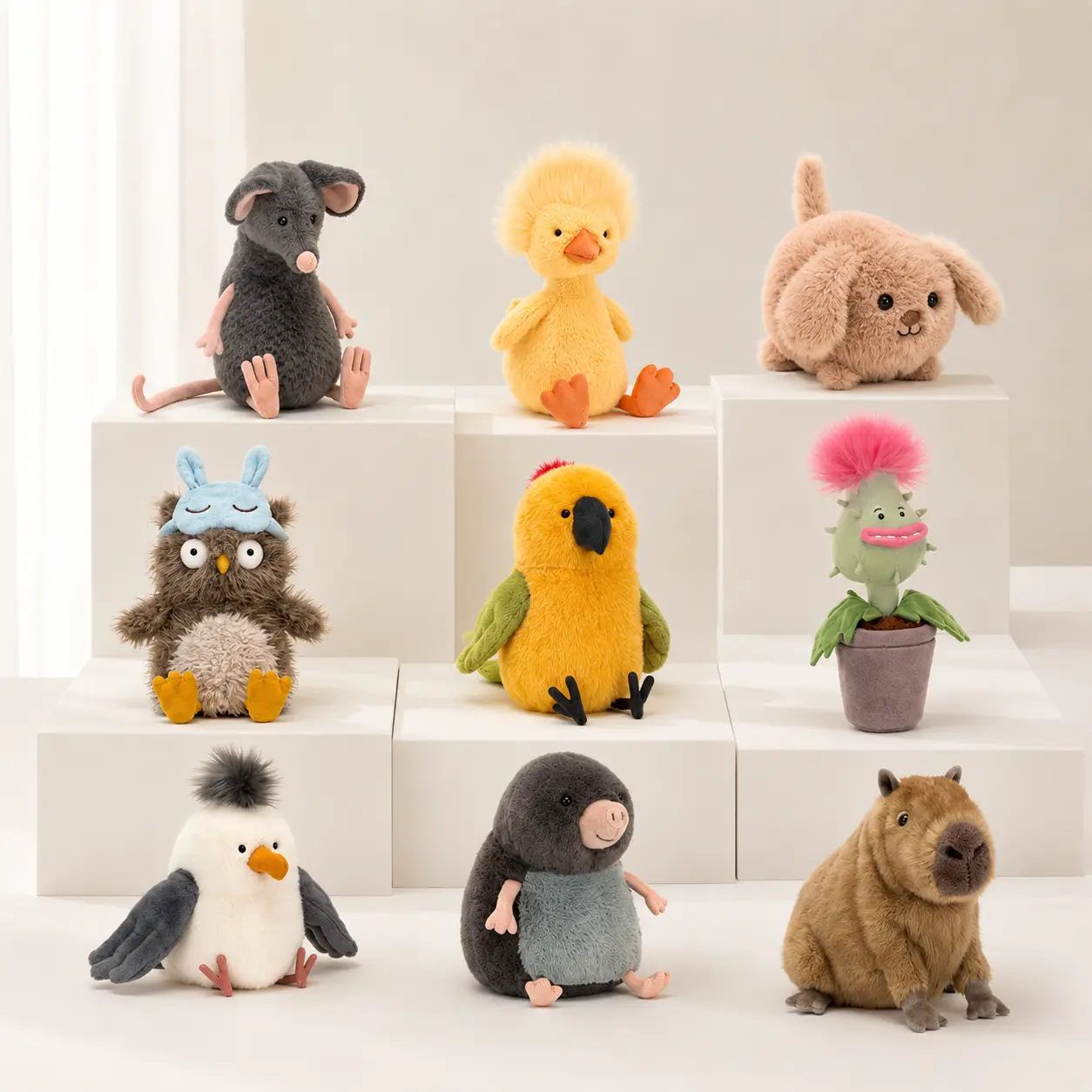 "Silly & Quirky" Series Plushies: Fluffy-Haired Penguin, Duck, and Capybara Dolls — An Ideal Gift for Holidays and Birthdays