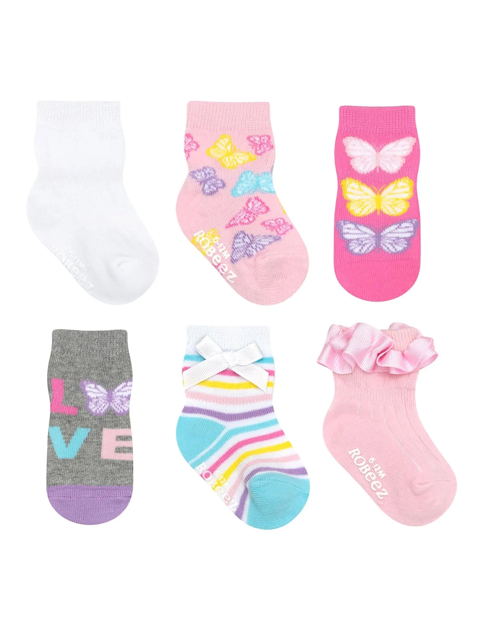 Lovely Butterflies 6-Pack Baby Socks Lovely Butterflies 6-Pack Baby Socks