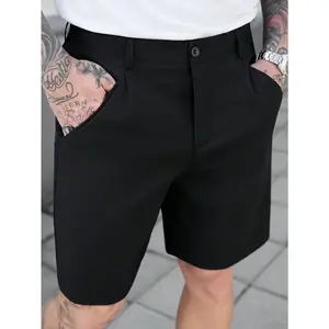 Men's Black Dress Shorts | Y2K Streetwear Formal Casual Bottoms