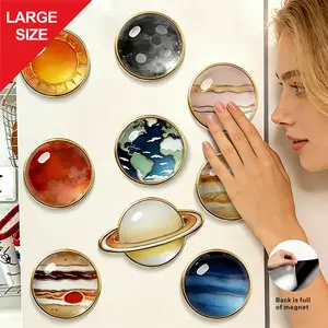 9-Piece Large Planet Magnet Stickers, High-End Enamel Art Effect, Home Decor, Refrigerator Decor, Dishwasher Decor, Car Decor, Gift Idea