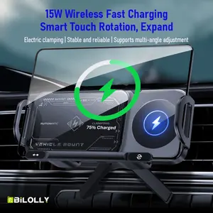 15W Wireless Car Charger Mount 90°&Car Charger Holder Rotatable Auto-Clamp Phone Holder Stable Air Vent & Dashboard 2-in-1 Car Mount for iPhone Samsung Google Pixel foldable screen Pixel