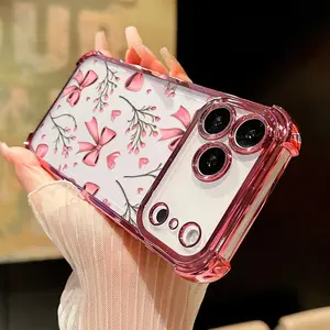 Transparent Smartphone Protector Case, Compatible with iPhone 17 Pro Max, 16, 15 Plus, 14, 13, 12, 11, E, Air - Bow & Bloom Pattern, Full Coverage, 4-Corner Anti-Drop Handheld Cellphone Accessory, Accessories, Casing,summerwins