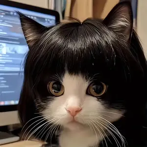 Funny Cat Cosplay Wig - Adjustable Pet Costume Accessories, with High Temperature Resistant Straight Hair, Perfect for Halloween, Party and Photo Props, Black and White Design, Festive Pet Wear | Playful Pet Wig |   High-temperature Wig, Wig Accessories