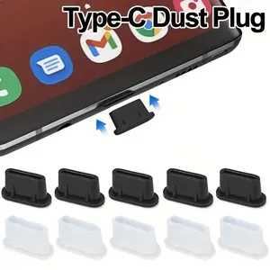 10pcs Type-C Dust Plugs, Anti-Dust Silicone Charging Port Cover, Universal USB C Cap Protector for Phone & Tablet, Durable Protection