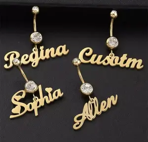 Custom Engraved Stainless Steel Belly Piercings - Unique Jewelry for Her