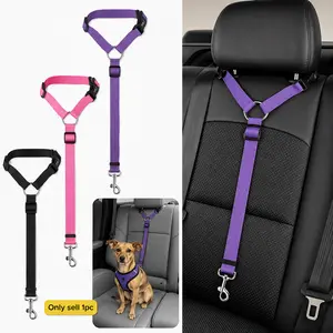 Adjustable Dog Car Seat Belt Leash – 360° Swivel Clip, Lockable & Length Adjustable, Multi-Use as Dog Leash or Car Safety Harness, Durable Nylon Pet Seatbelt