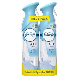 Febreze Air Effects 8.6 Oz. Air Freshener Spray (2 Count), Eliminates Smoke Odor, Pet Odor Eliminator, Doesn‘t Mask Odors, Natural Propellant, Whole Home Freshener, Kitchen Air Freshener, Bathroom Odor Spray