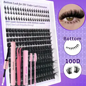 Fluffy False Eyelashes Kit, False Eyelash Set, DIY Dramatic Lashes, Mixed Length Individual False Eyelashes, Natural Look Eyelash Extensions, Self Grafting Curl Eyelashes for Women and Girls, Makeup