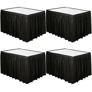 4 Pcs Plastic Table Skirt Disposable Table Skirt for Rectangle Tablecloth Birthday Party Banquet