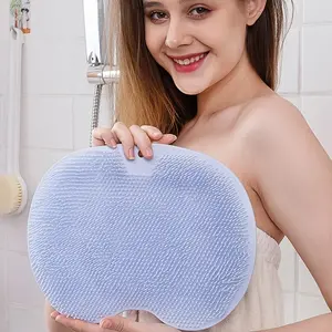 Wall-Mounted Shower Foot & Back Cleaner with Suction Cups, Silicone Bath Massage Brush, Gentle Exfoliating and Massaging Pad, Exfoliating Shower Scrubber