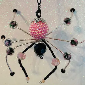 Pink and black spider decoration/suncatcher/ornament
