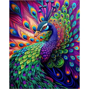 Painting Kits for Adults, Peacock 5D DIY  Art Kits Full Drill  Dots for  Wall Decor and Relaxation  Arts 12x16 inch