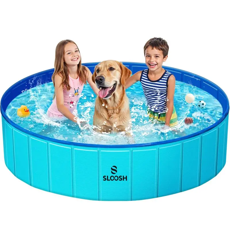 SLOOSH Foldable Dog Kiddie Pool - Portable Hard Plastic Doggie Swimming Pool, Anti-Slip Collapsible Pets Bath Tub Suitable for Kids Indoor Outdoor Backyard Use Father'S Day Gifts Tiktokshopsummerturnup Does not apply