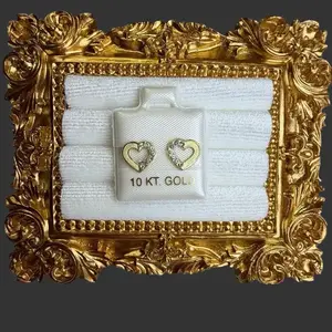 NORA'S -10K Gold Corazón Mitad  with sparkling CZ stones for every day wear