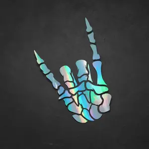 Rock On Skeleton Hand Decal Waterproof Stylish Car Stickers 5.5" Premium Vinyl Vehicle Exterior Decoration Truck Accessories