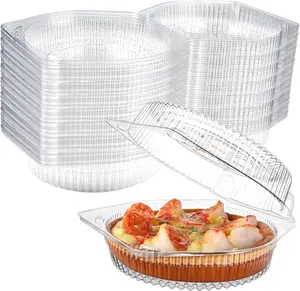 40 Pcs 6'' Clear Plastic Pie Containers with Hinged Locking Lids - Disposable Round Clamshell Dessert Carriers for Flan, Donuts, Cookies, Salad, Fruits, Takeout Food Containers (6 Inch) outdoorfun