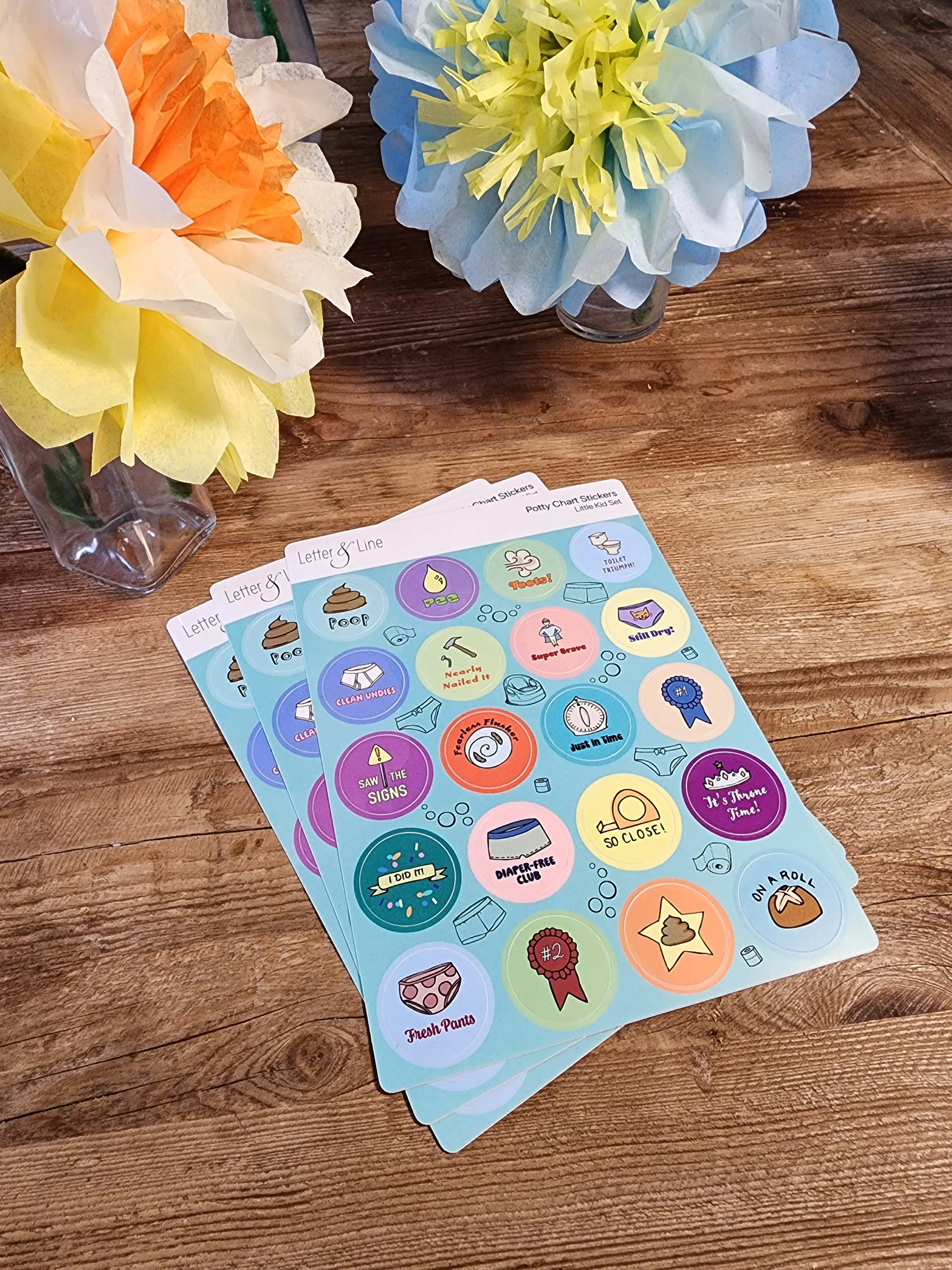 Little Kid Potty Training Stickers (Set of 60 Reward Stickers, 1" glossy)