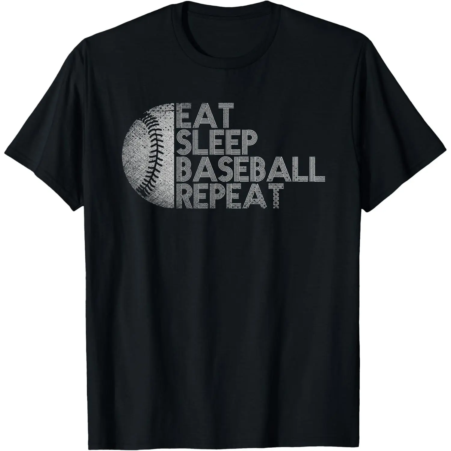 100% Cotton Eat Sleep Baseball Repeat Baseball Player Funny Baseball T-Shirt