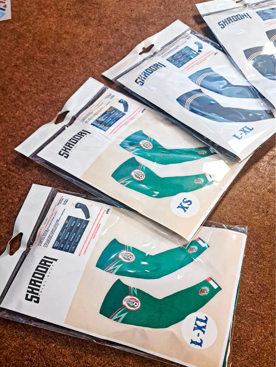 Sports Arm Sleeves Variety Pack, Mexican Flag Design, 4 Different Sleeve Styles, Semi-Sheer, Sublimation Print, Arm Protection, XS/S-M/L-XL Sizing Options, Flags