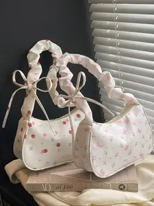 Sweet Floral Single Shoulder Bag, New Drawstring Design, Unique Style, Versatile Fashion, Elegant Handbag & Crossbody Bag