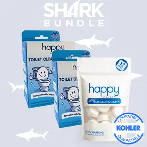 2 Happy Toilet™ Devices + 12-Pack Ultra Cleaning Toilet Tablets 