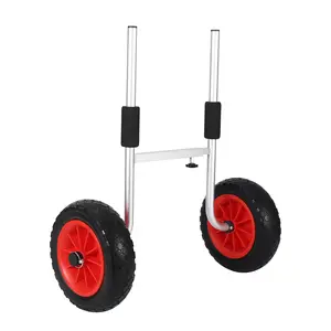Kayak Cart for Beach, 220 lbs Capacity, 10" PU Wheels No Flat Tires, Heavy Duty Adjustable Kayak Trolley with Foam Pads, Detachable Canoe Cart for Kayaks with Scupper Holes