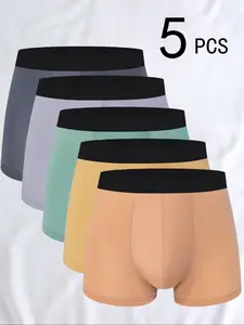 Men's Bamboo Fiber Underwear Set S-4xl, Soft Comfortable Plaid Design, Casual Sporty Style, Perfect Gift for Him, All Seasons Wear, Stretchy Boxer Briefs