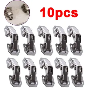 10 Stainless Steel Invisible Cabinet Door Hinges, 90 Degree Spring Design, Surface Mount Frameless Kitchen Door Hinges