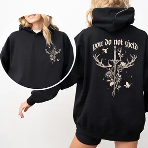 You Do Not Yield Hoodie, Bookish Hoodies, Fantasy Reader Hoodie, Book Lovers Clothing, Gift For Romantasy Reader