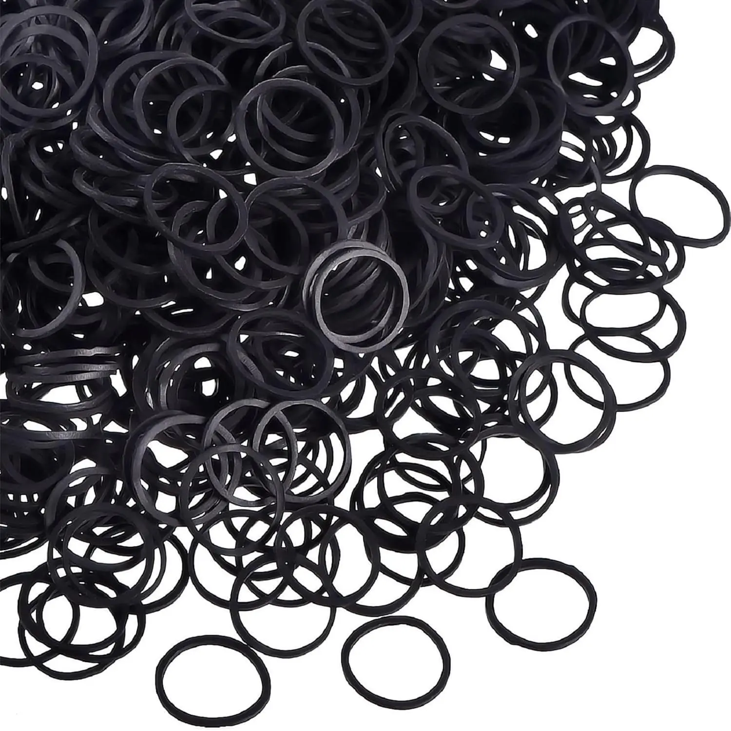 Mini Rubber Hair Bands 1/2 Soft Elastic Bands for Woman Hair Braids Ponytails & Beards Small Dreadlocks, Wedding Hairstyle and More(1.5 cm,Black)