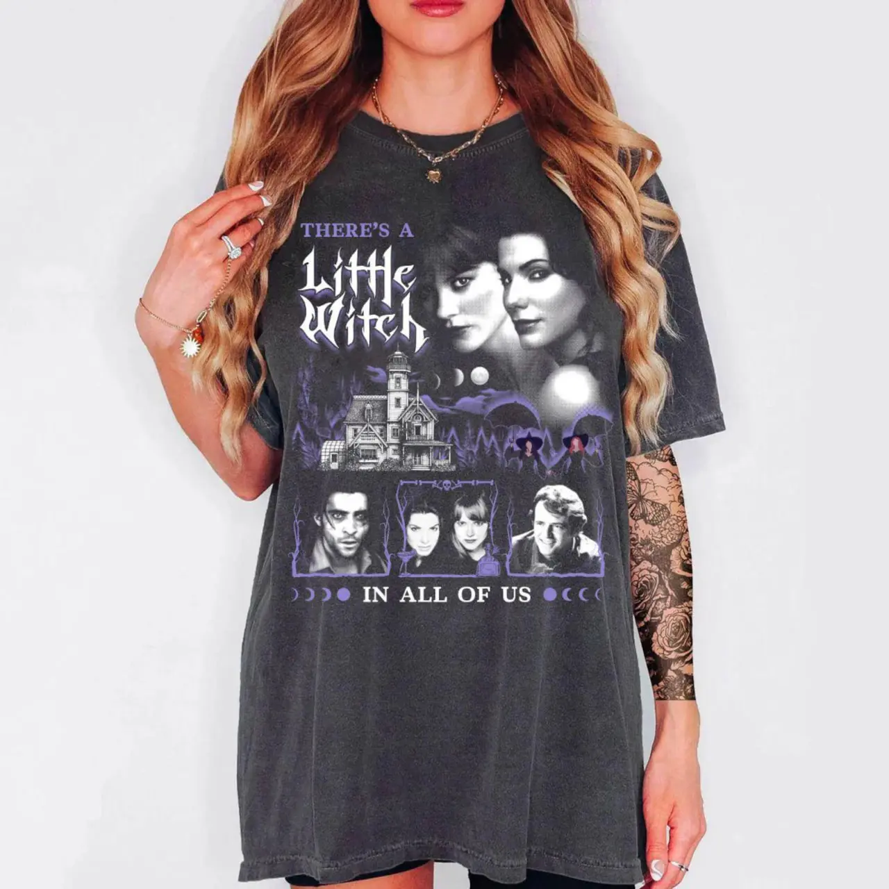 Vintage Practical Magic Shirt, There's a Little Witch in All of Us Shirt, 90s Retro Halloween Sweatshirt, Witch Tee, Summerween Tee