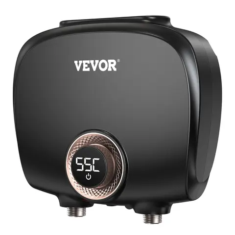 VEVOR Under-Sink Compact Electric Tankless Water Heater, 7kW On-Demand Instant Boiler with Digital Display, Steady Temp Control, Child Lock, Easy Installation, 24-Hour Supply, Celsius & Fahrenheit Compatibility, Kitchen Use