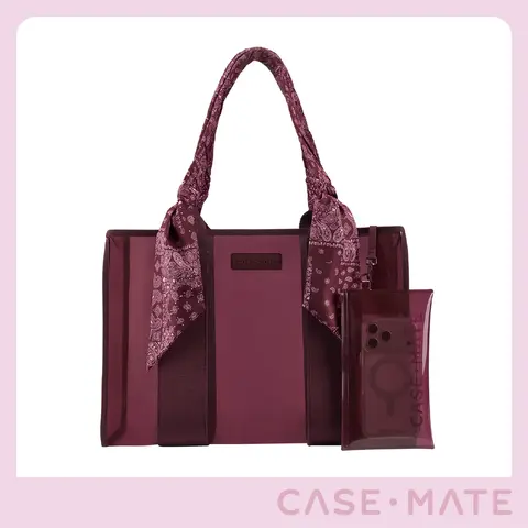 Case-Mate Bow Tote Waterproof Beach Tote for Women - Special Edition, Large Capacity Foldable Shoulder Bag with Bow Accent, Luxury Straps, Snap Closure, Water-Resistant Touchscreen Pouch for Travel & Beach
