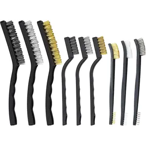 9pcs Wire Brush Set, Metal Rust Remover Brushes Handy Steel/Nylon/Brass Brush Set Suitable for Cleaning Welding Slag and Rust