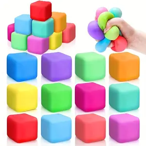 12/24/36 Random Colors Pack Slow Rising Stress Cube, Dough Stress Balls Squishy Toys, Soft Cube, Pull Stretch Squishy Toys for Classroom Prize, Party Favors for Kids Adults