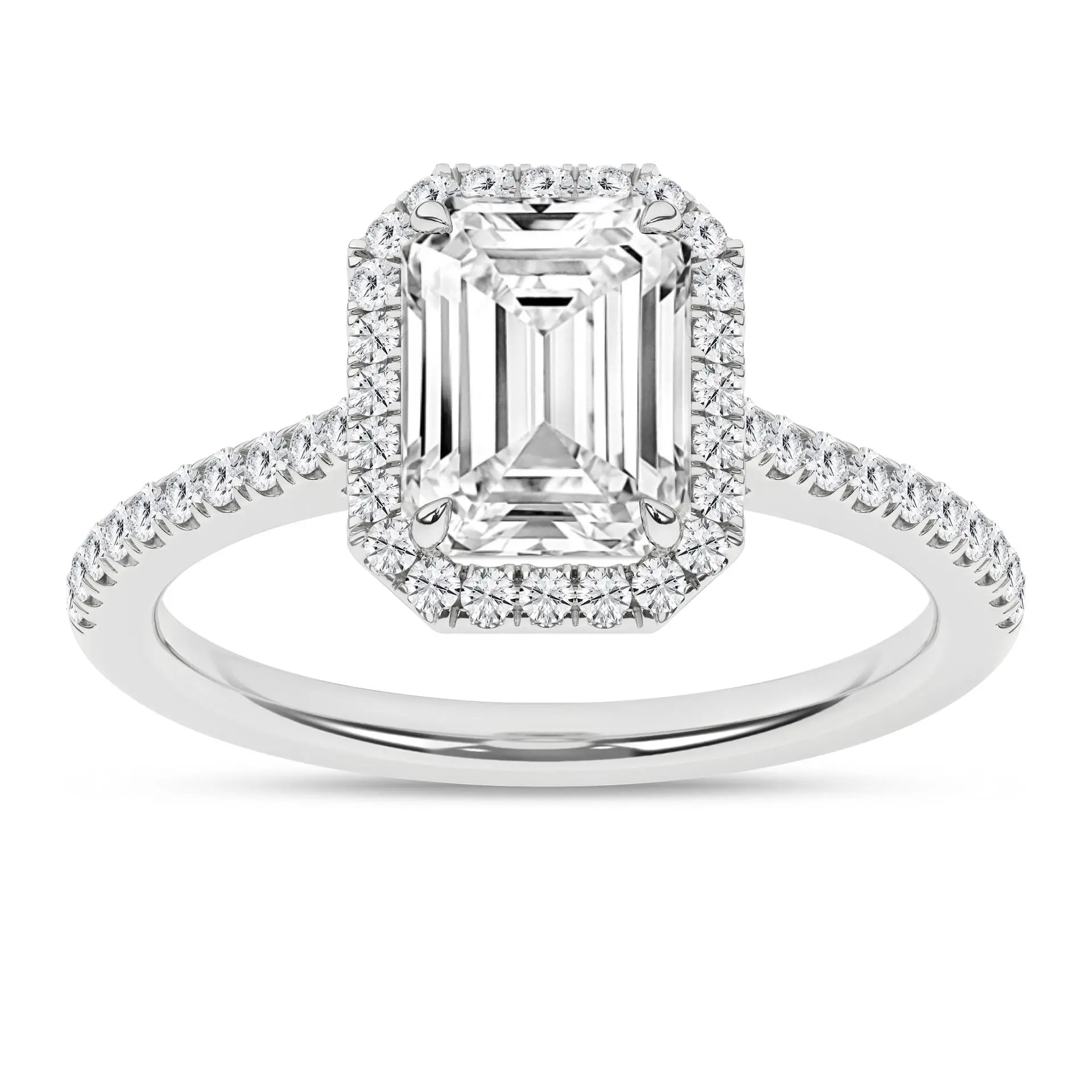 Women's 14 Karat Lab-Grown Emerald Single Stone Engagement Ring - 1.50ct, G/H Color, VS1 Clarity, Size 7
