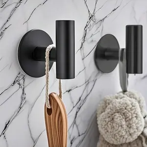 2-Pack Nail-Free Hooks, Modern Simple Style, Stainless Steel, Strong Adhesive, Suitable for Kitchen Bathroom Indoor, Matte Finish, Wall Mounted Hook