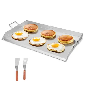 VEVOR Stainless Steel Griddle,  36x22 inch Universal Flat Top Rectangular Plate, Gas Grill Griddle for BBQ Grill, Teppanyaki, Portable Family Cookware with Handle, for Camping Tailgating Party