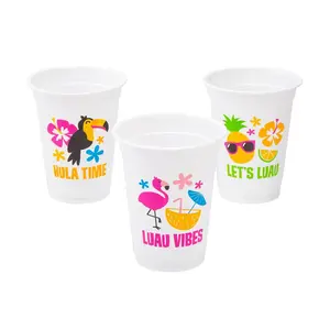 16 oz. Bulk 50 Ct. Luau Sayings Disposable Plastic Cups