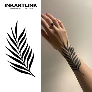 INKARTLINK Tattoo Tech, 2 Sheets Semi-Permanent Temporary Tattoos ,Olive Leaf,Adult Art Design,Lasts 1-2 Weeks, Waterproof, Realistic Look, No Adhesive, No Reflection,For Man And Woman,Ideal for Swimming, Party