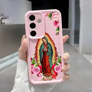 Virgin Mary flower Soft&Flexible TPU Silicone Phone Case For Galaxy S26 Ultra S25 Edge S24 FE S23 S22 S21 Plus A13 A14 A15 A16 A17 A33 A34 A35 A36 A52 A53 A54 NOTE20 Durable|Shockproof|Full Camera Protection|Anti-Fingerprint