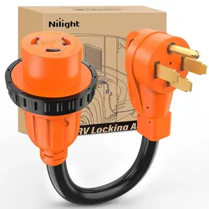 Nilight 50AMP to 30AMP RV Power Conversion Adapter Cord - Travel Plug Adapter, Pure Copper Construction, Locking Ring Design, Outdoor-Ready for Electrical Equipment Needs