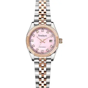 Classic Watch for Women with Solid Stainless Steel Band and Calendar Water Resistant
