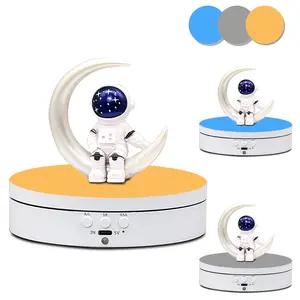 5.4 inch 360 Degree Photography Turntable Electric Turntable Motorized Rotating Display Stand for Product Display  with 3pcs PVC Colorful Backgrounds (White)